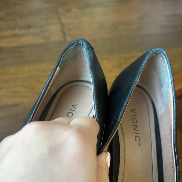 Vionic Women's Minnie Mary Jane Kitten Heels Black Leather Sz 7.5 Pointed Toe - Picture 14 of 15